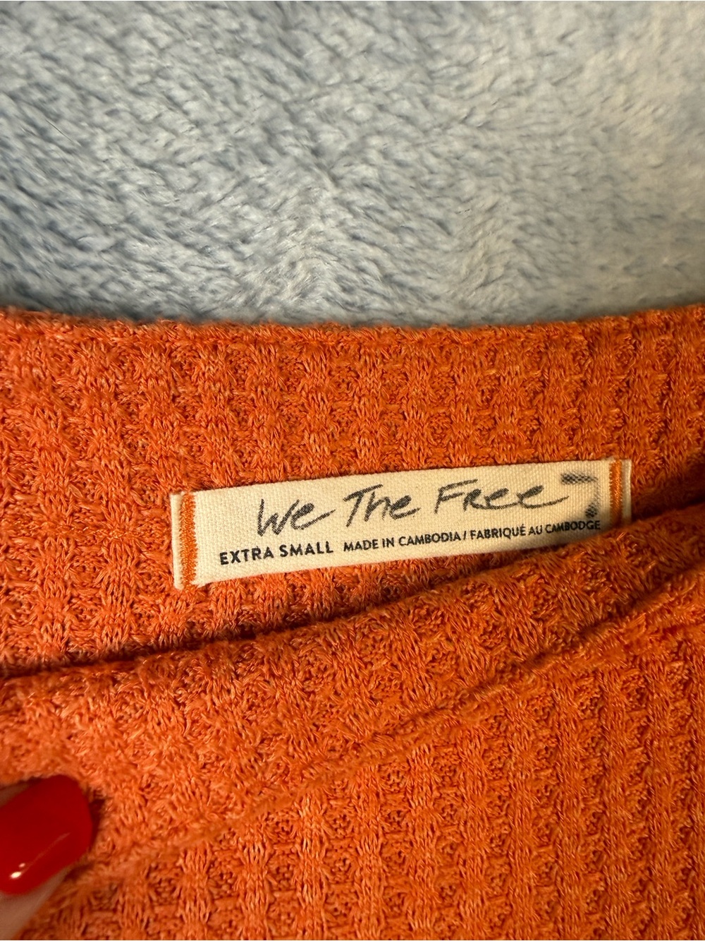 We The Free Orange Waffle-Knit Crewneck Sweater #3108